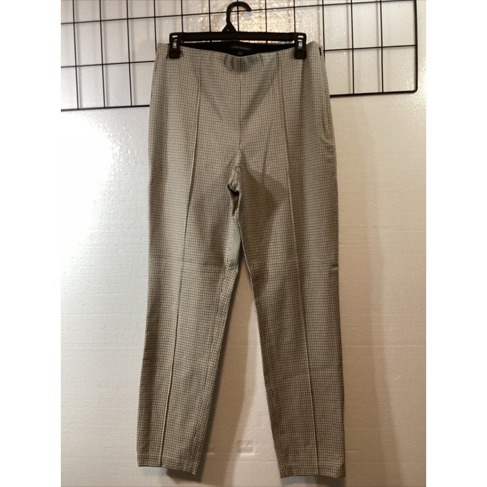 Banana Republic Women 10 Plaid Pants Side Zip Black Beige 58879